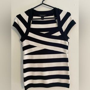 White House Black Market (black&white) knit top size S